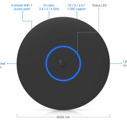 Access Point Profesional UniFi Ubiquiti WiFi 7 cu Port Multi-Gigabit 10 GbE, U7-Pro-XG-B